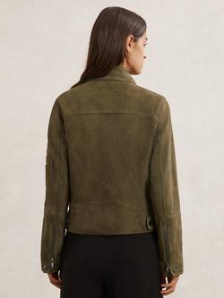 Reiss Tate Pure Suede Leather Jacket, Khaki - view 2, Khaki