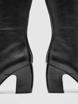 Reiss Gabrielle Leather Knee High Boots, Black - view 2, Black