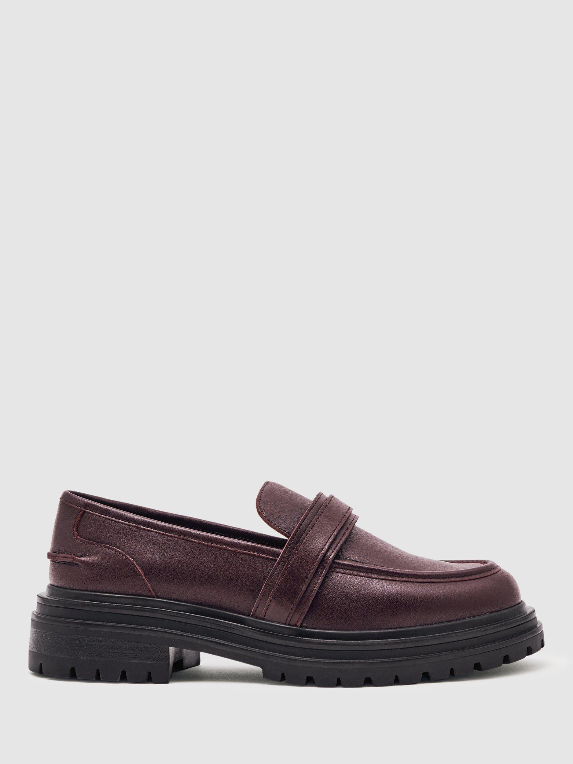 Product image 1 of 5, which shows Reiss Athena Leather Loafers, Burgundy, 3