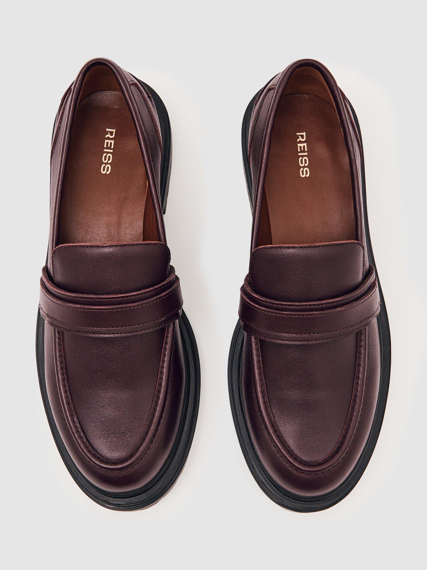 Product image 4 of 5, which shows Reiss Athena Leather Loafers, Burgundy, 3