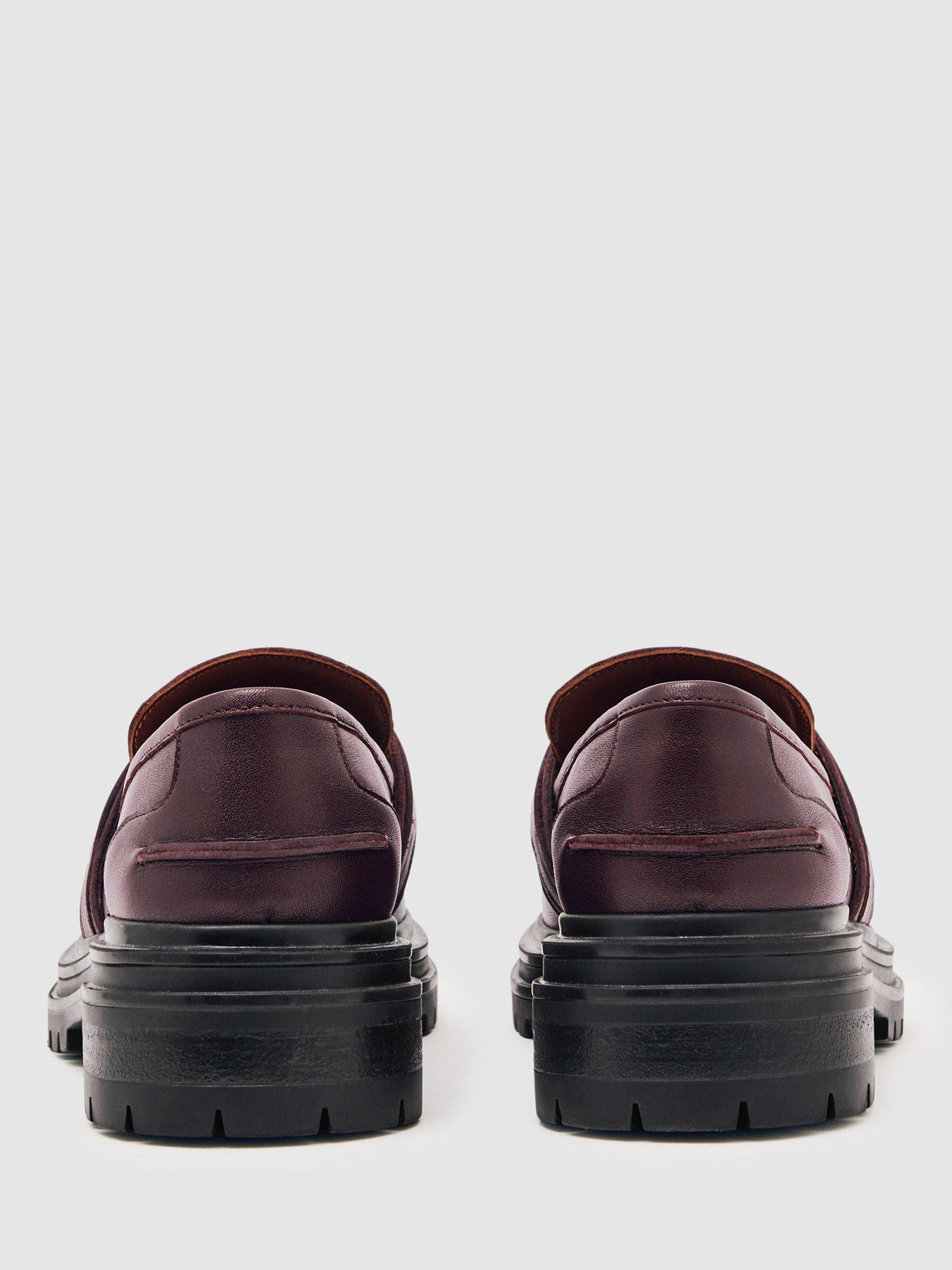 Product image 5 of 5, which shows Reiss Athena Leather Loafers, Burgundy, 3
