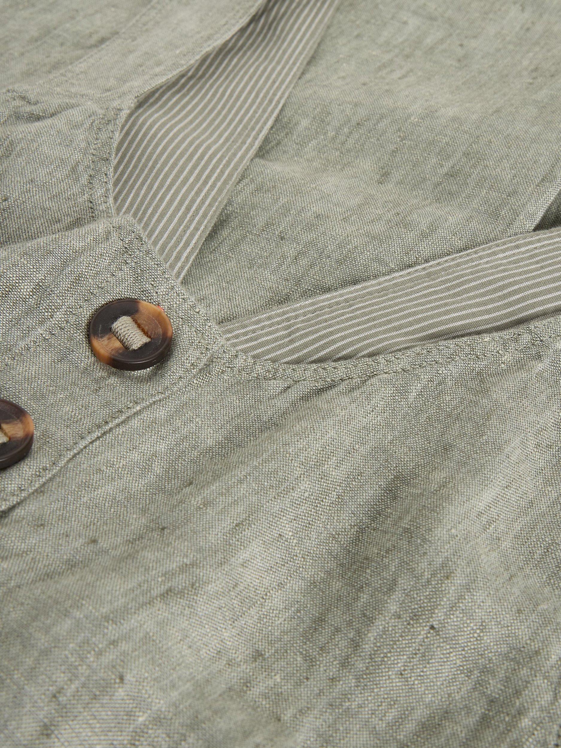 Product image 6 of 6, which shows White Stuff Viola Pure Linen Dungarees, Mid Green, 6S