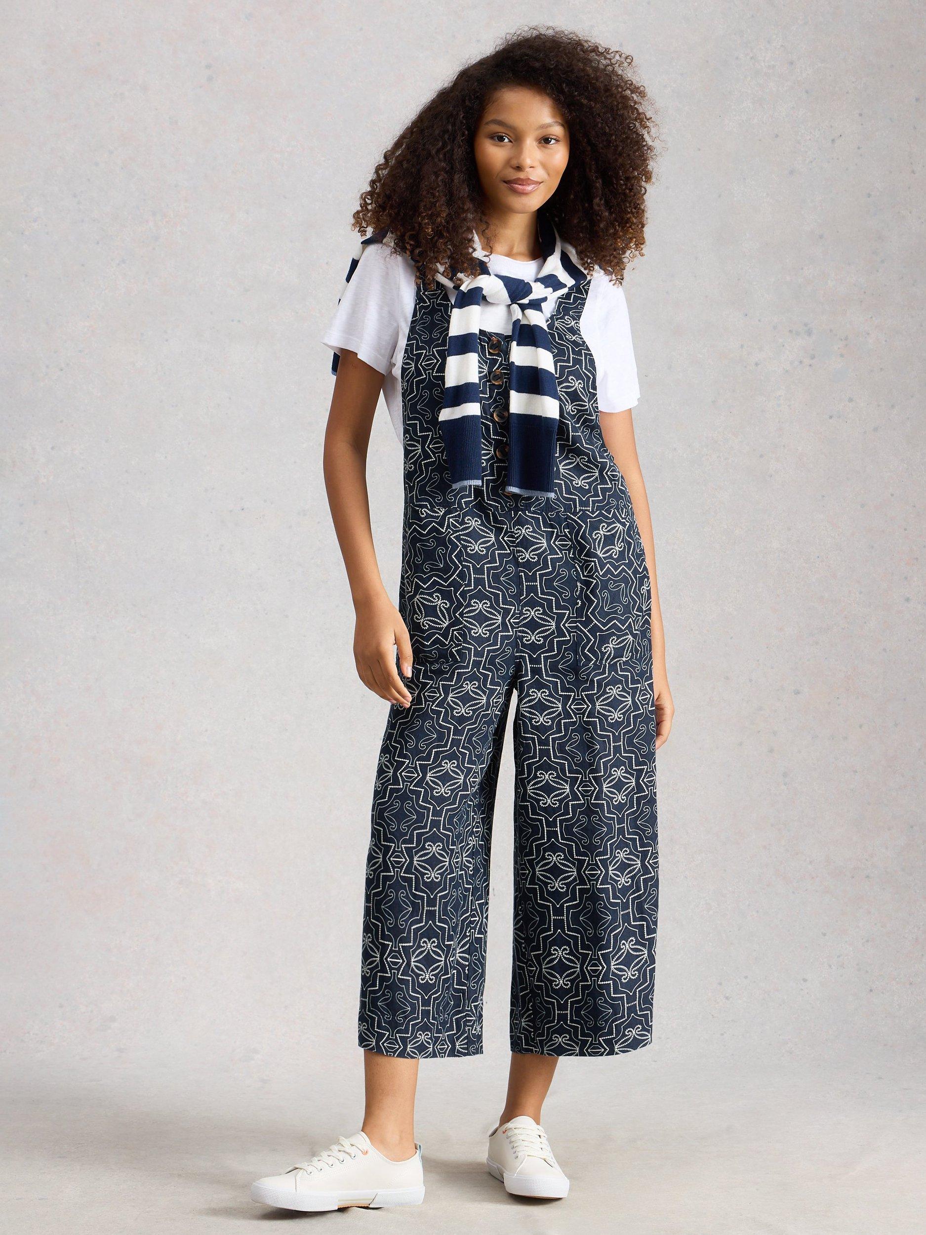 Product image 1 of 6, which shows White Stuff Viola Dungarees, Navy, 6S