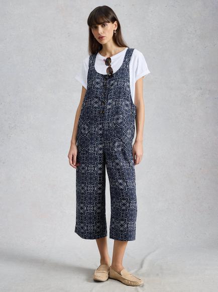 White Stuff Viola Linen Dungarees, Navy, Navy
