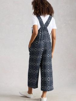White Stuff Viola Linen Dungarees, Navy - view 2, Navy