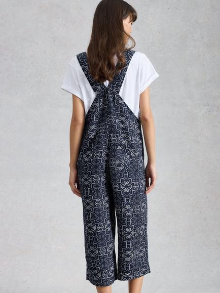 White Stuff Viola Linen Dungarees, Navy - view 2, Navy