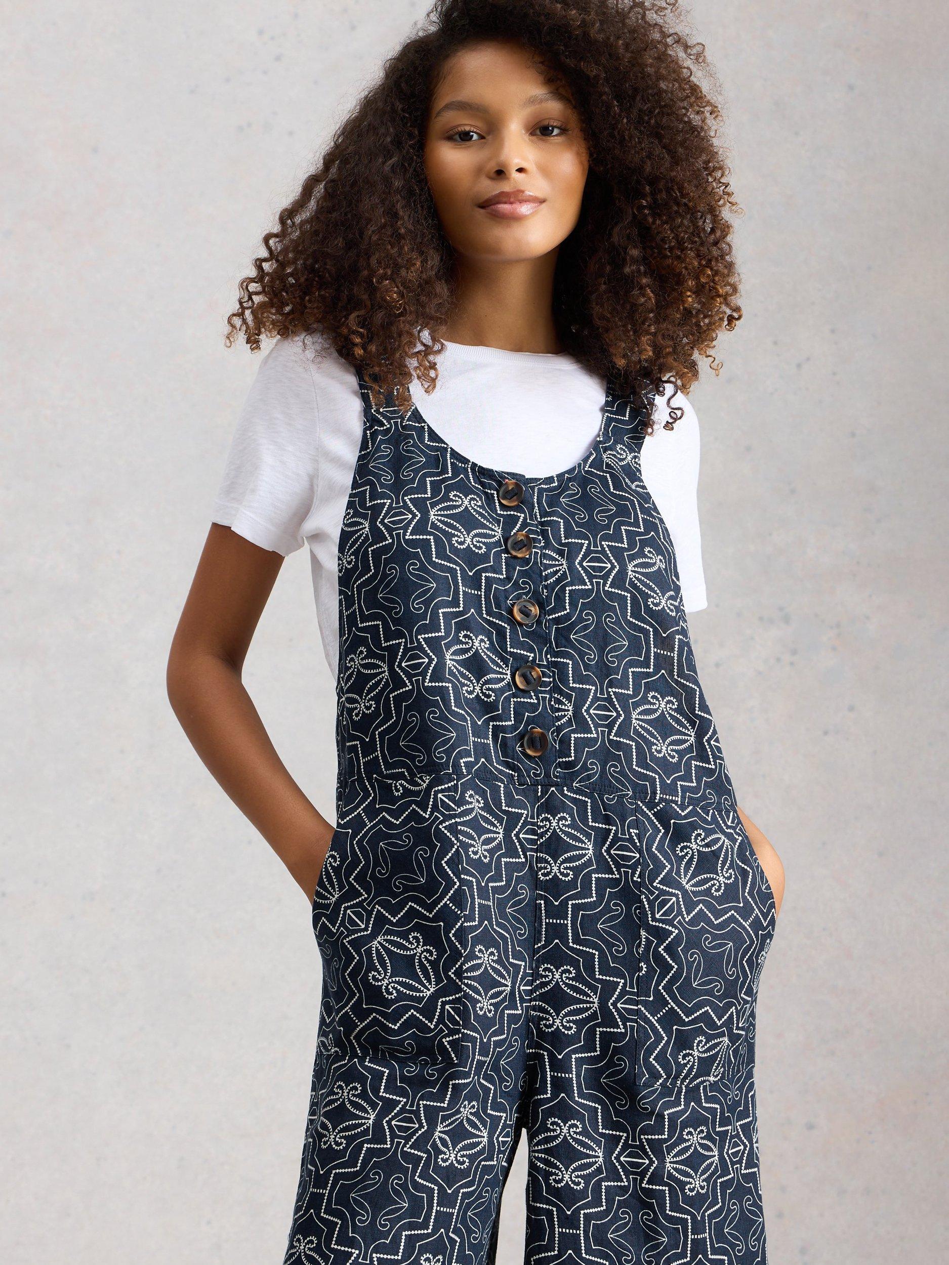 Product image 3 of 6, which shows White Stuff Viola Dungarees, Navy, 6S