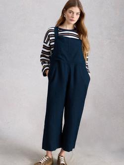 White Stuff Vivian Linen Dungarees, Navy, Navy