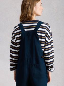White Stuff Vivian Linen Dungarees, Navy - view 2, Navy