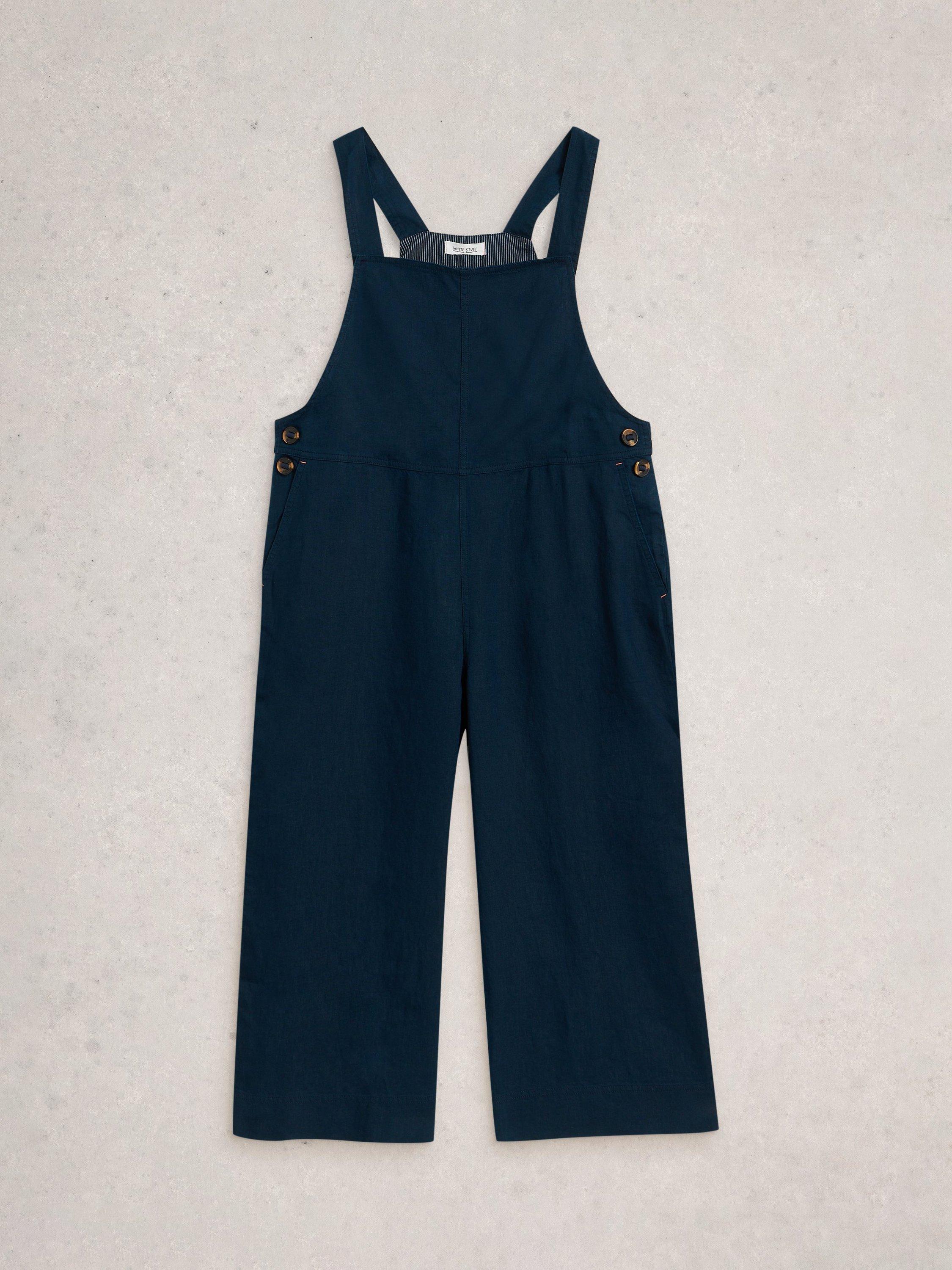 Product image 5 of 11, which shows White Stuff Vivian Linen Dungarees, Navy, 6S