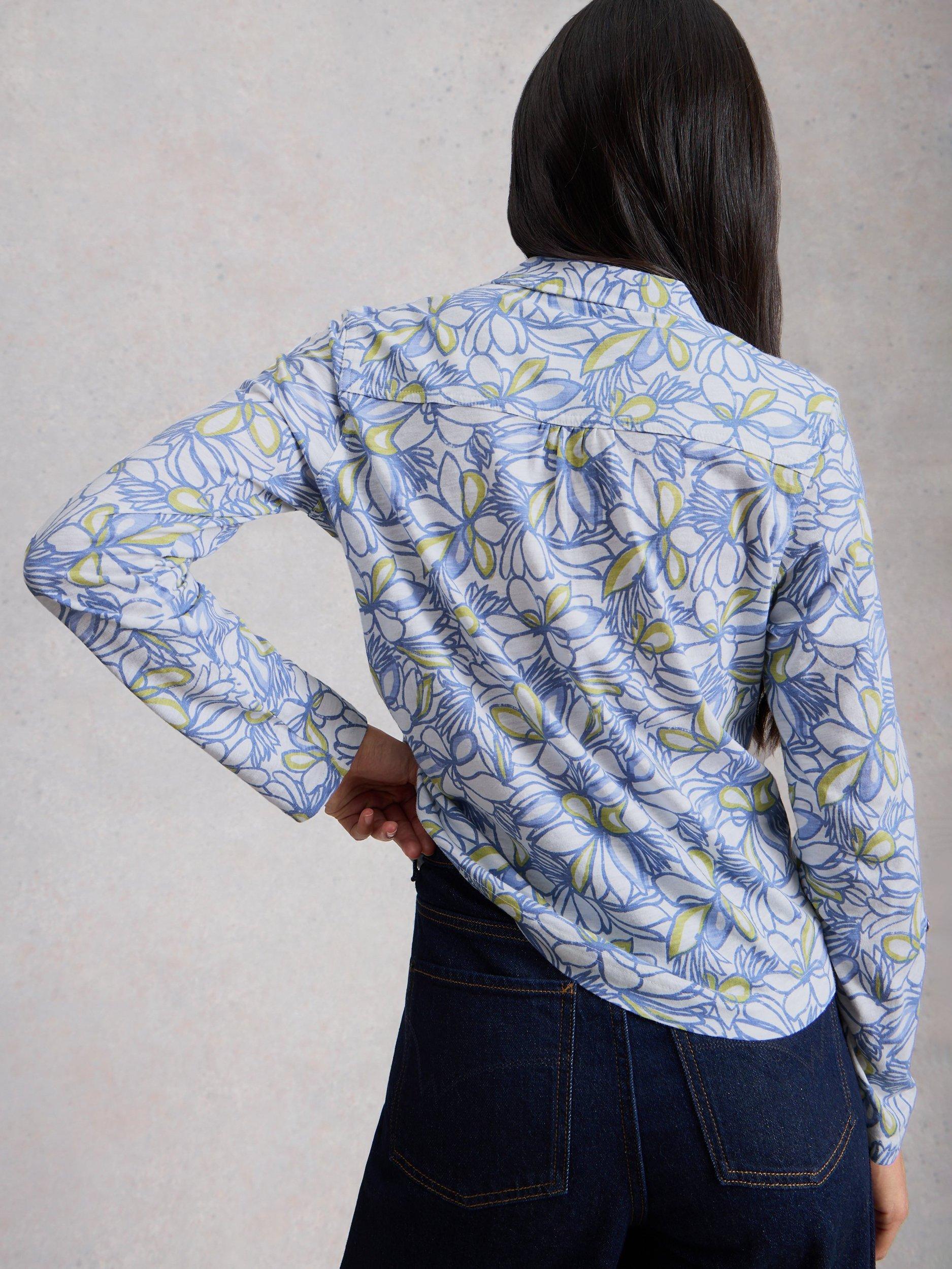 Product image 2 of 6, which shows White Stuff Allie Floral Jersey Shirt, White/Multi, 6