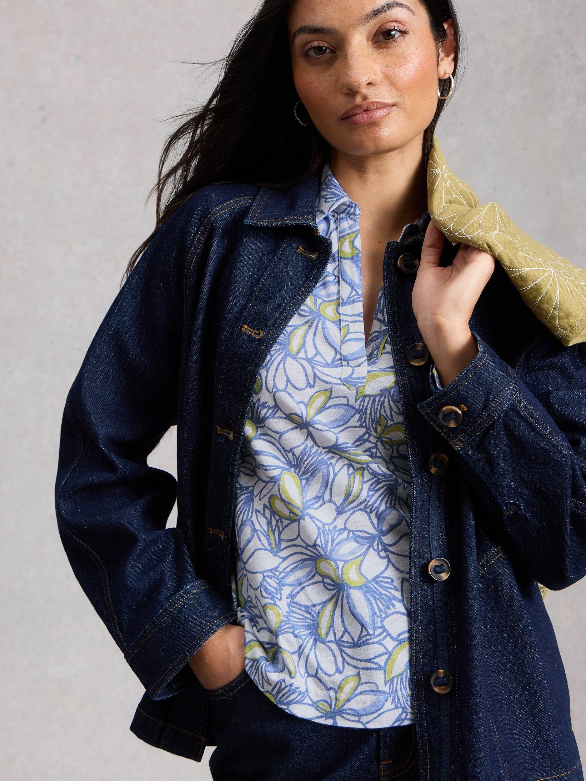 Product image 3 of 6, which shows White Stuff Allie Floral Jersey Shirt, White/Multi, 6