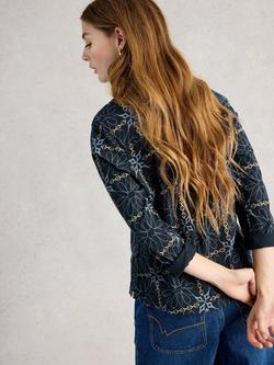 White Stuff Allie Floral Jersey Shirt, Navy/Multi - view 2, Navy/Multi