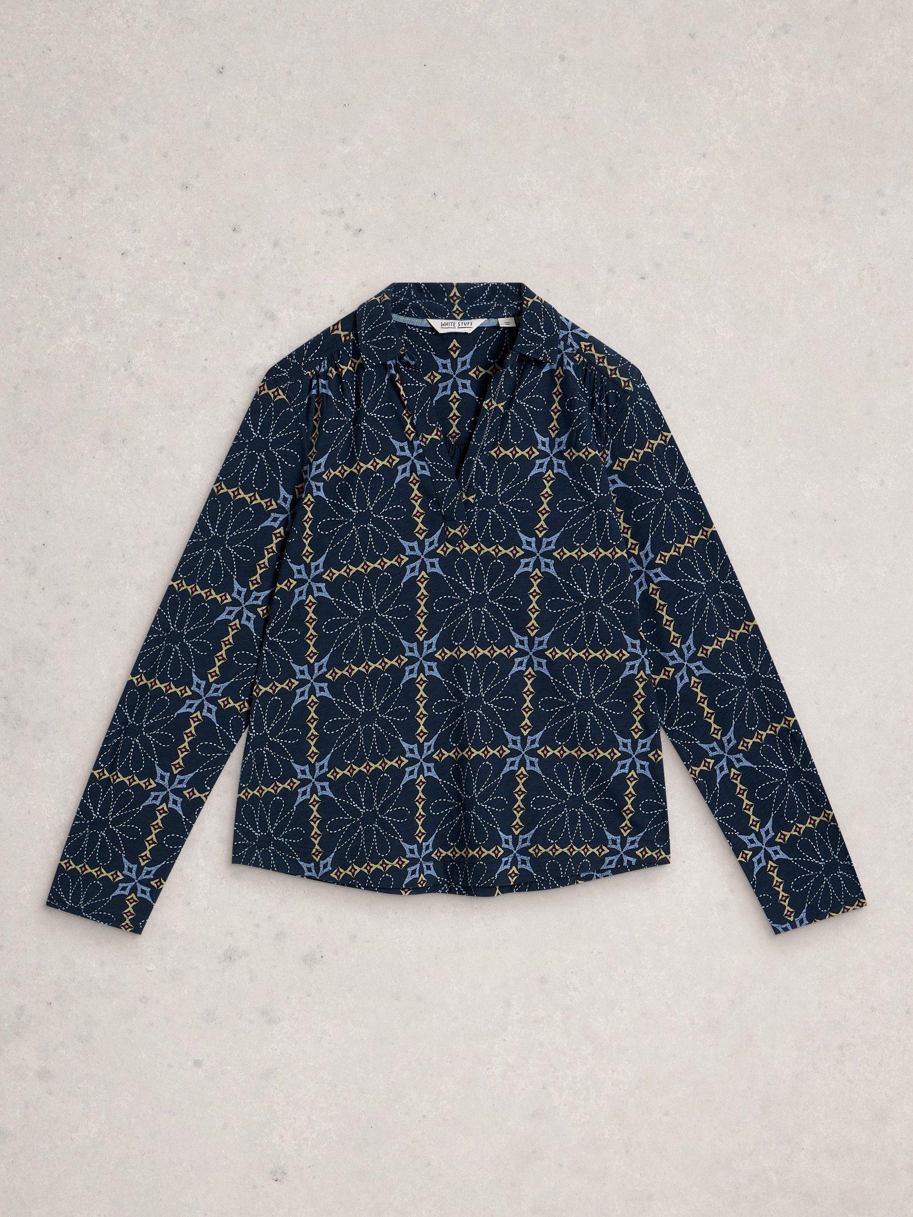 Product image 5 of 6, which shows White Stuff Allie Floral Jersey Shirt, Navy/Multi, 6