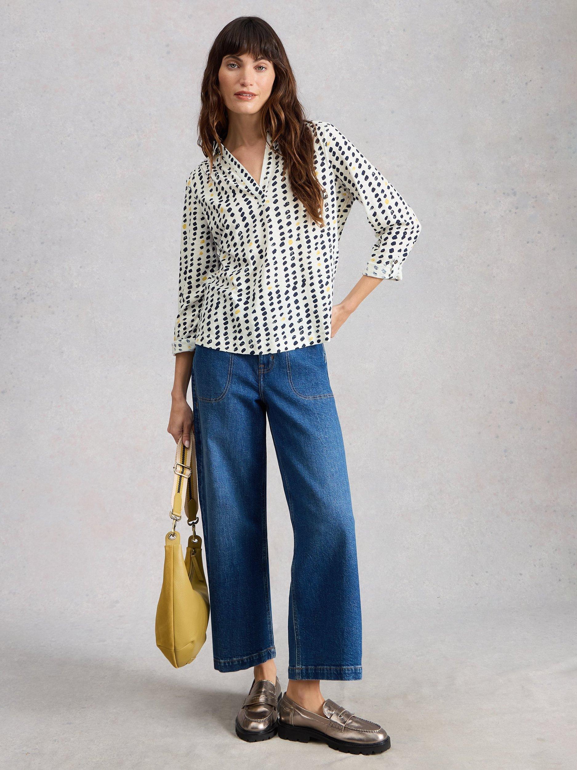 Product image 1 of 4, which shows White Stuff Allie Spot Stripe Top, White/Multi, 6