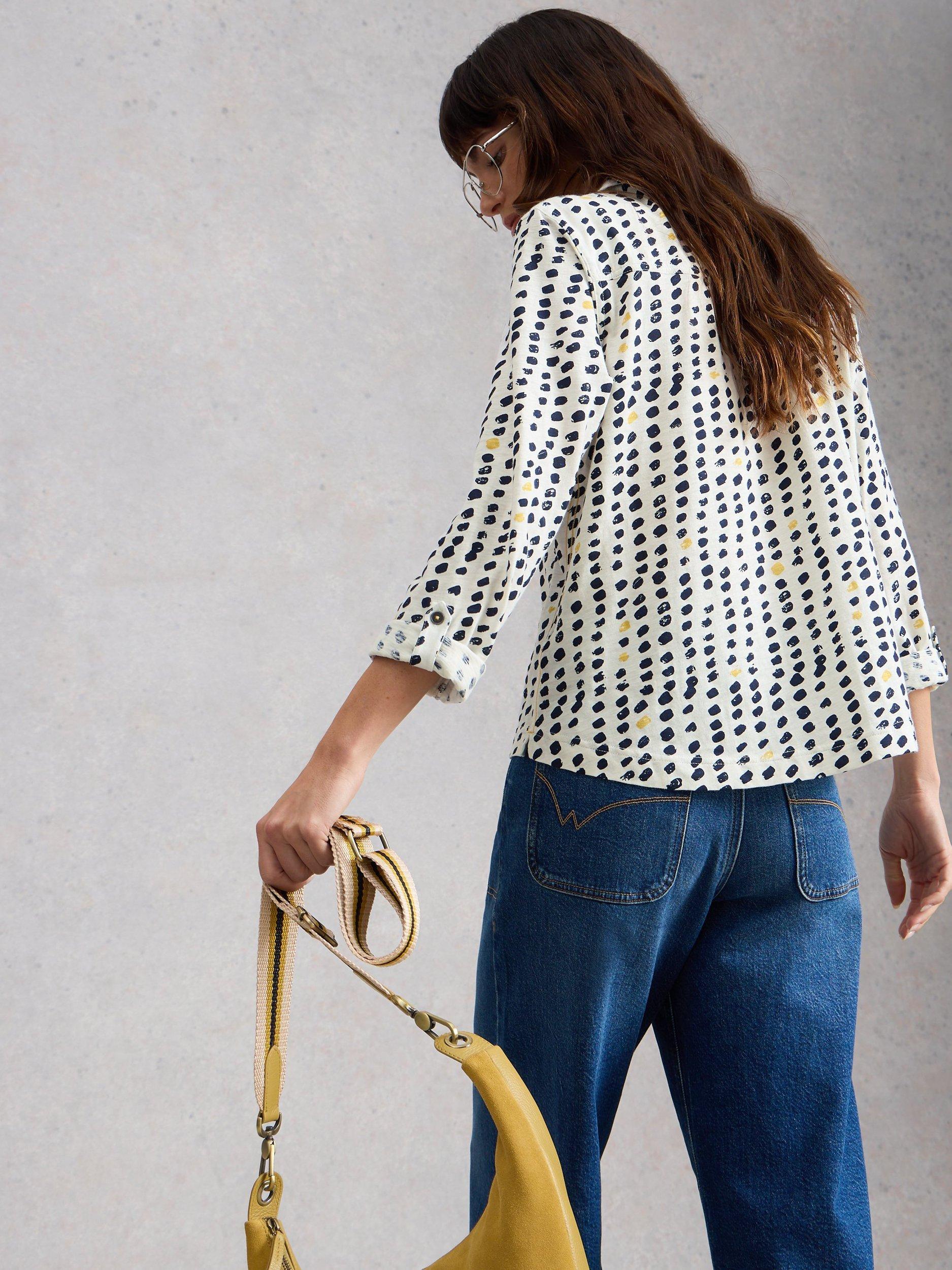 Product image 2 of 4, which shows White Stuff Allie Spot Stripe Top, White/Multi, 6