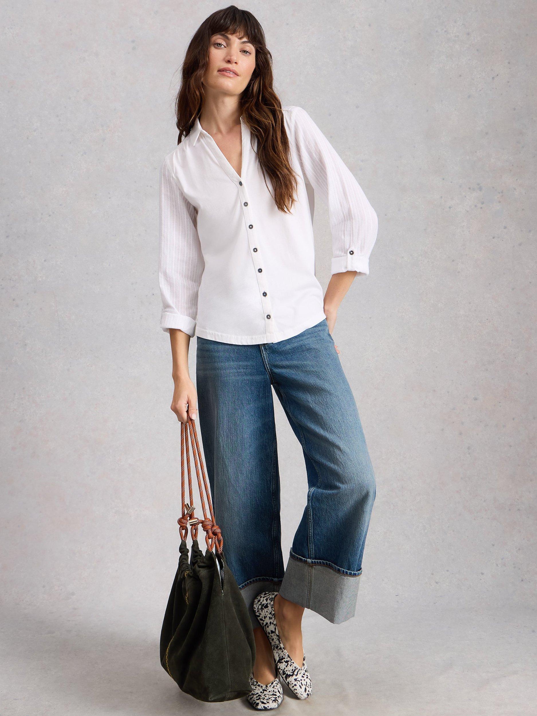 Product image 1 of 6, which shows White Stuff Annie Jersey Shirt, White, 6