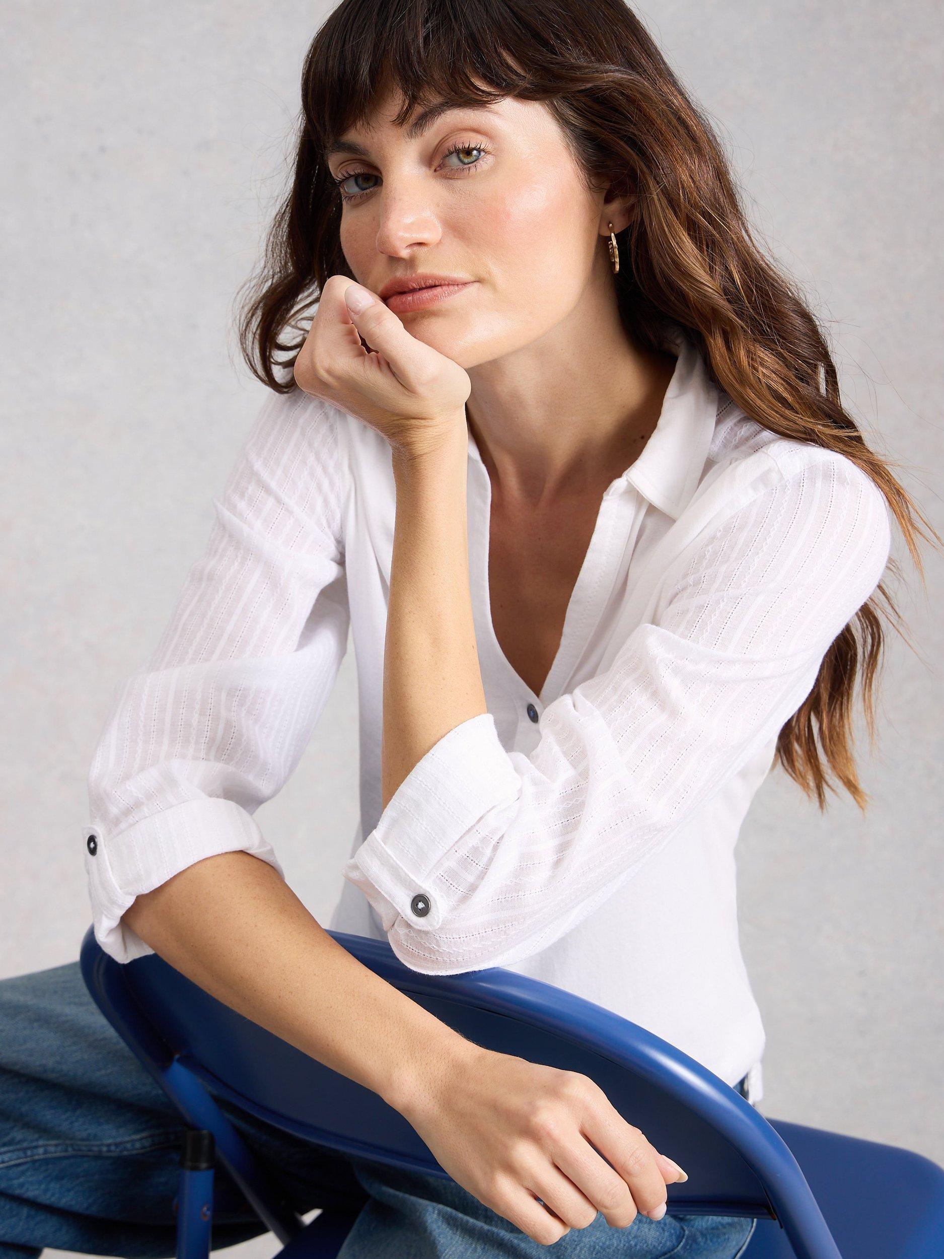 Product image 4 of 6, which shows White Stuff Annie Jersey Shirt, White, 6