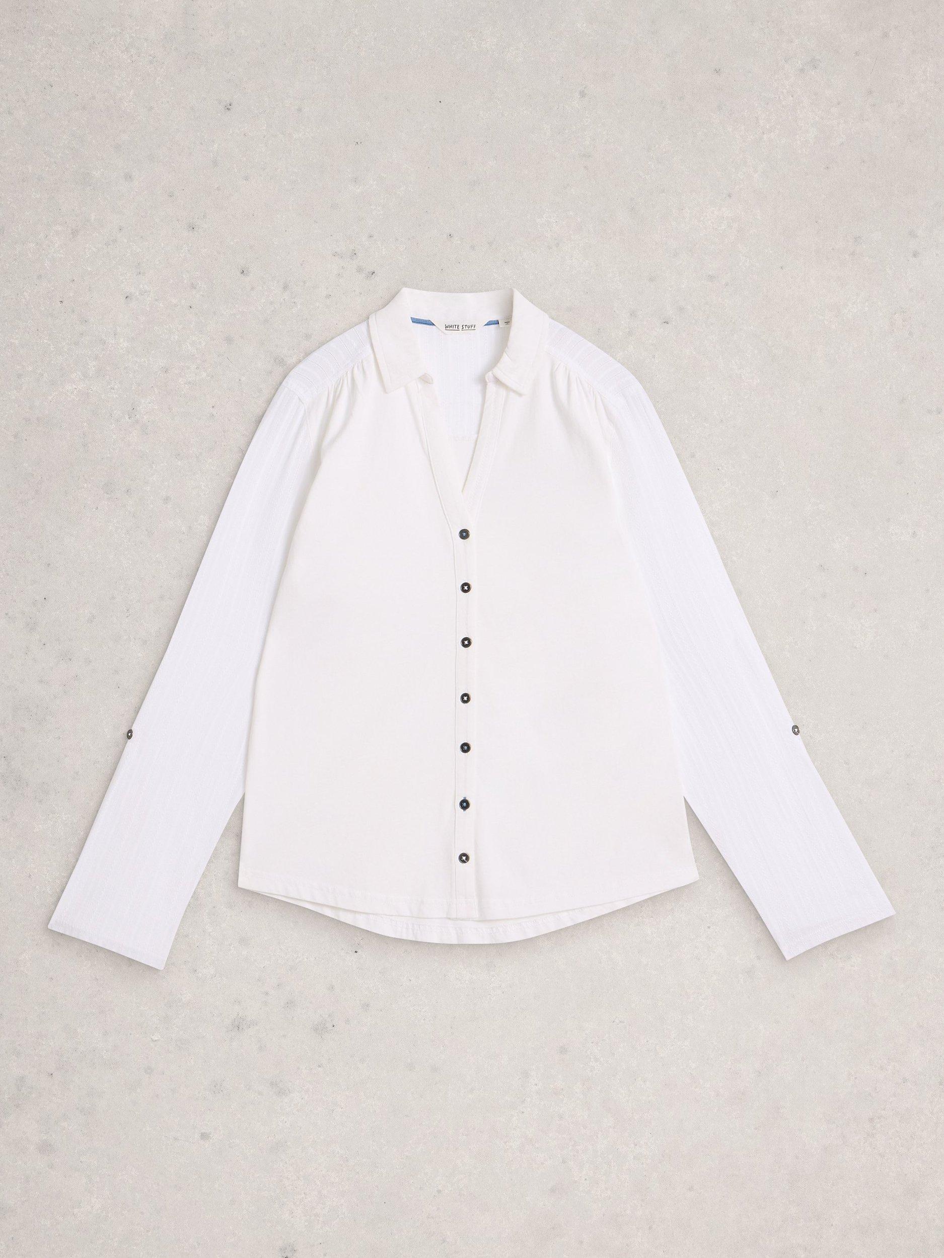 Product image 5 of 6, which shows White Stuff Annie Jersey Shirt, White, 6