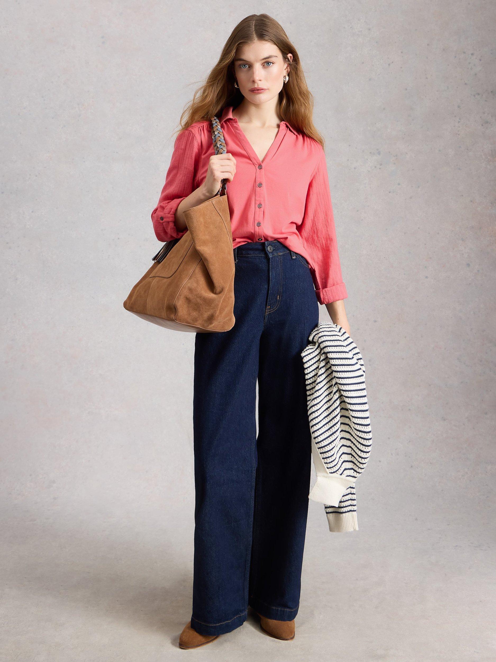 Product image 1 of 6, which shows White Stuff Annie Jersey Shirt, Pink, 6