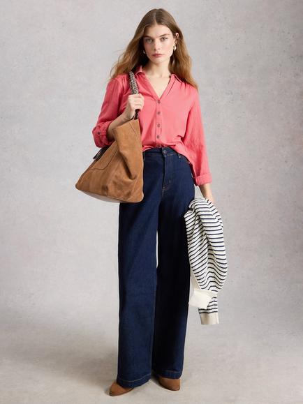 White Stuff Annie Jersey Shirt, Pink, Pink