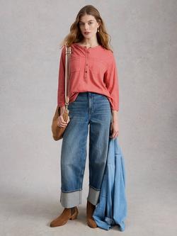 White Stuff Beth 3/4 Sleeve Shirt, Pink