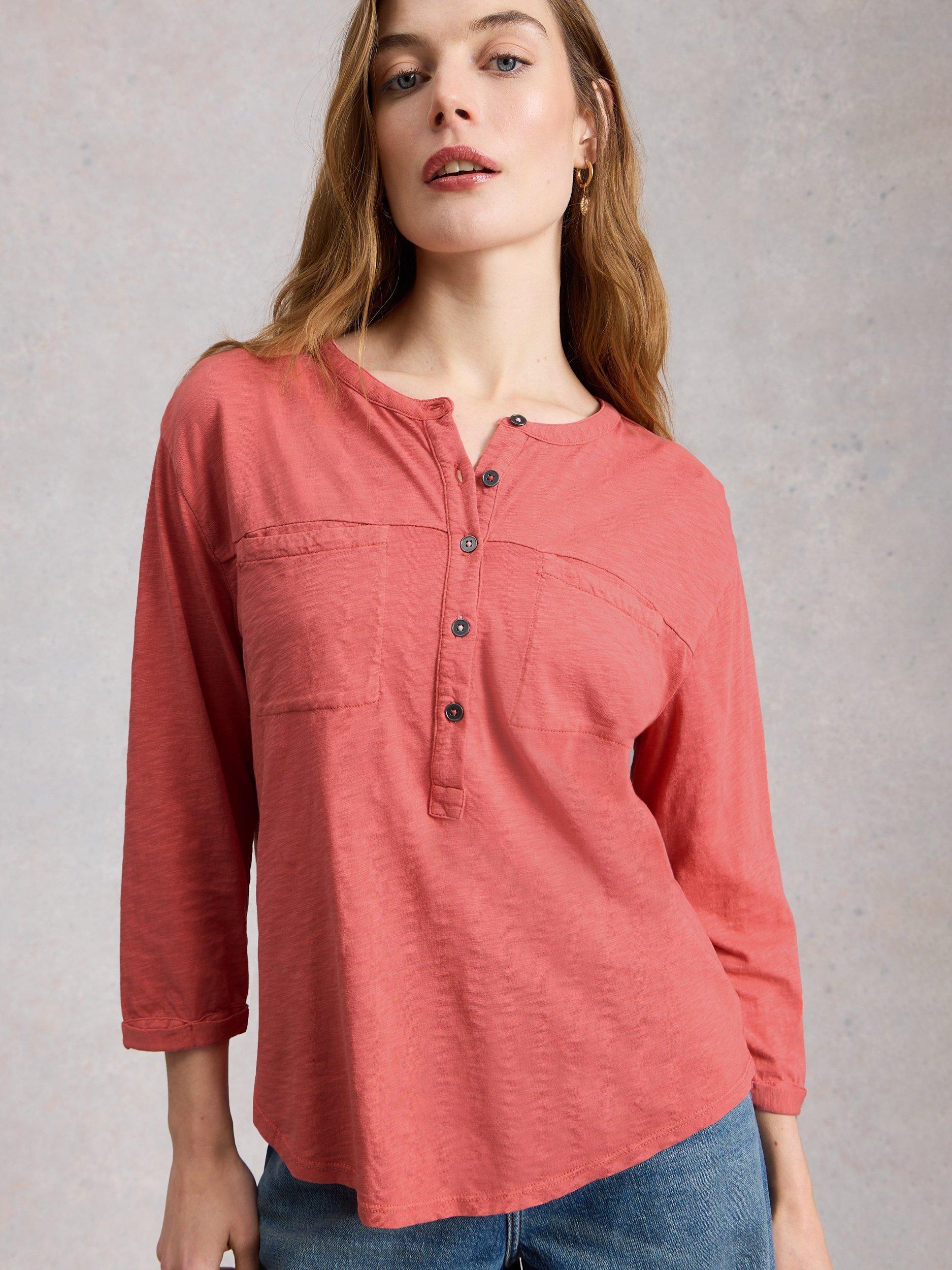 Product image 3 of 11, which shows White Stuff Beth 3/4 Sleeve Shirt, Pink, 6