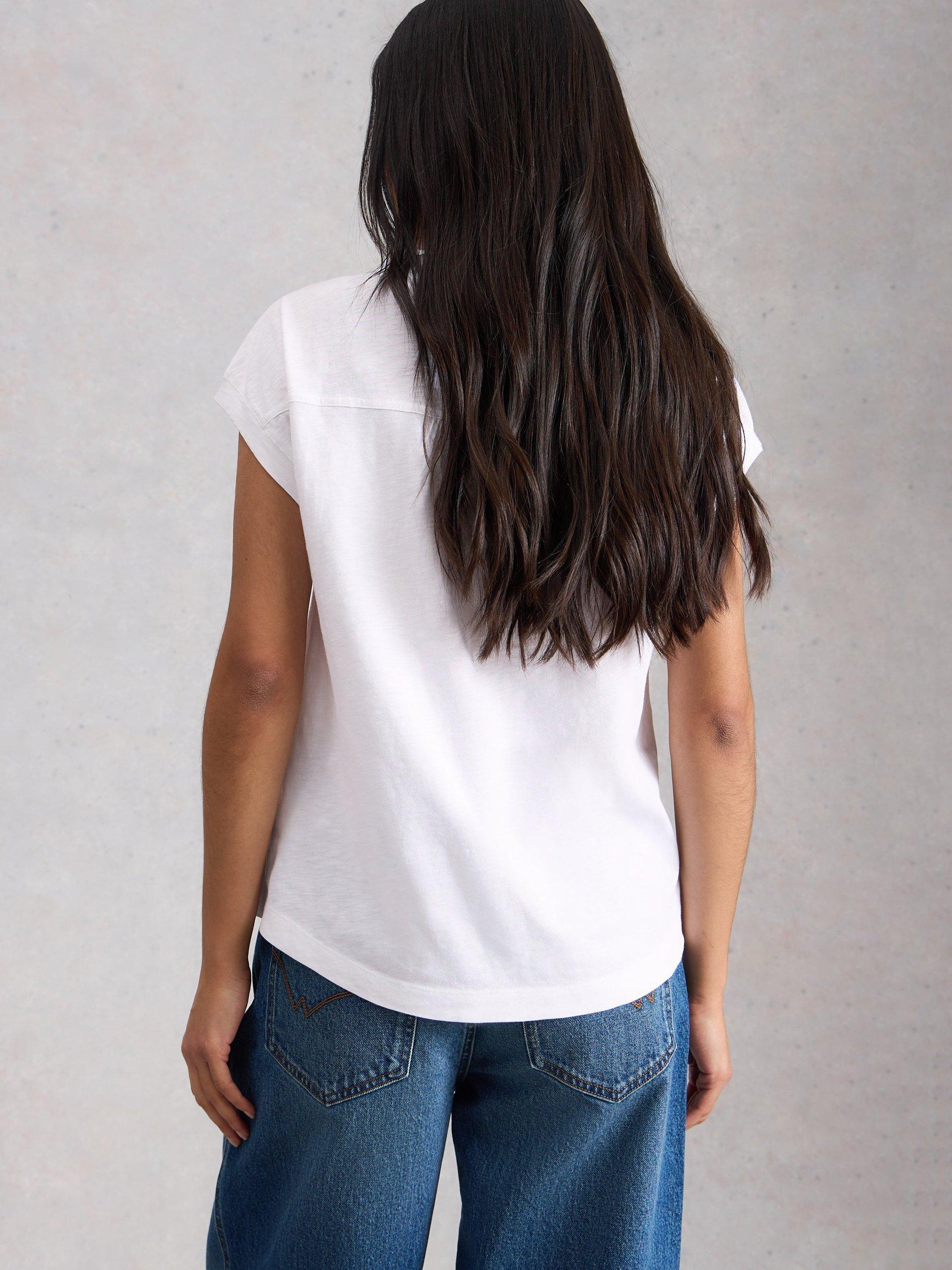 Product image 2 of 6, which shows White Stuff Cecily Cap Sleeve Jersey Top, White, 6