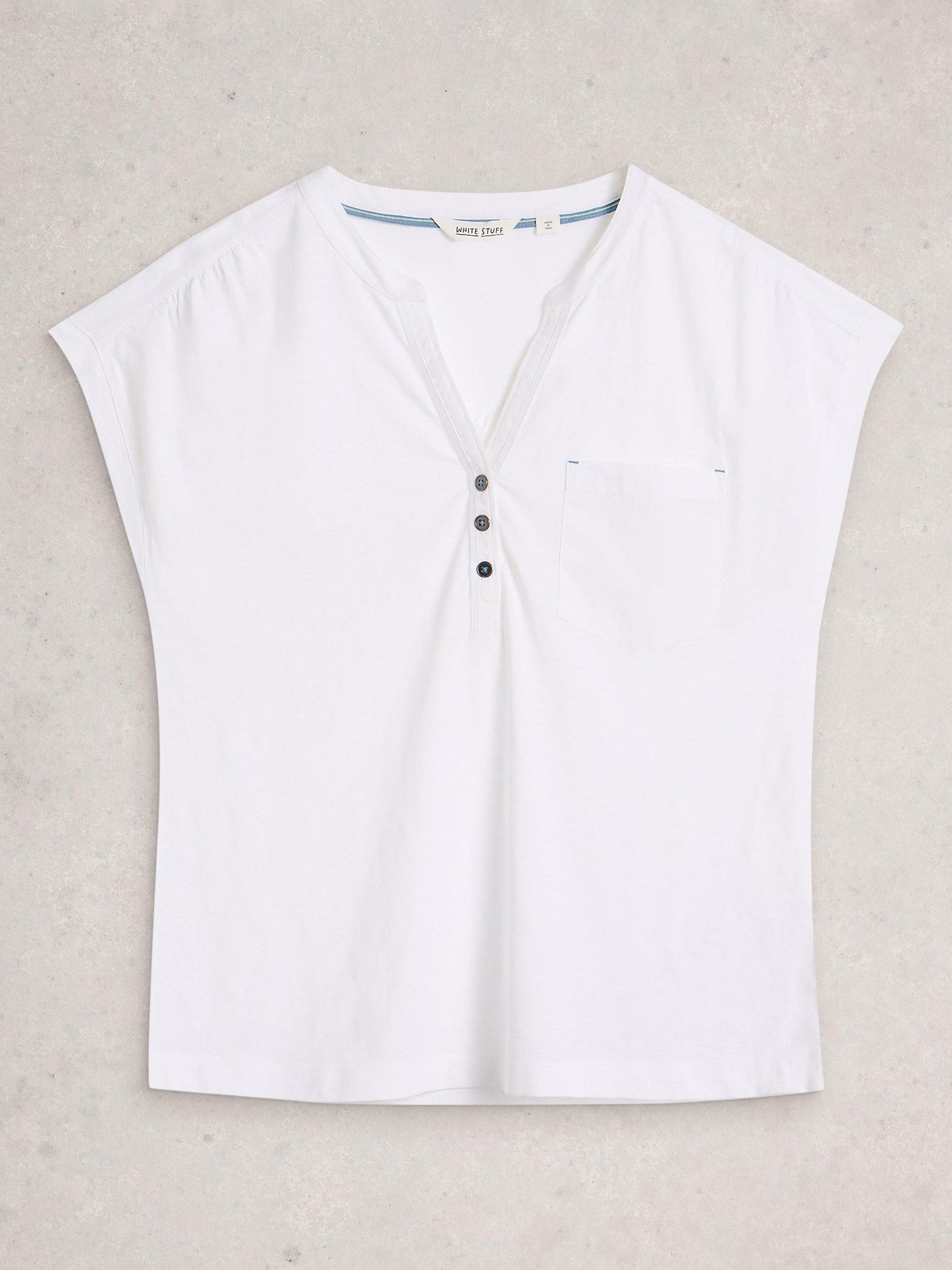 Product image 5 of 6, which shows White Stuff Cecily Cap Sleeve Jersey Top, White, 6