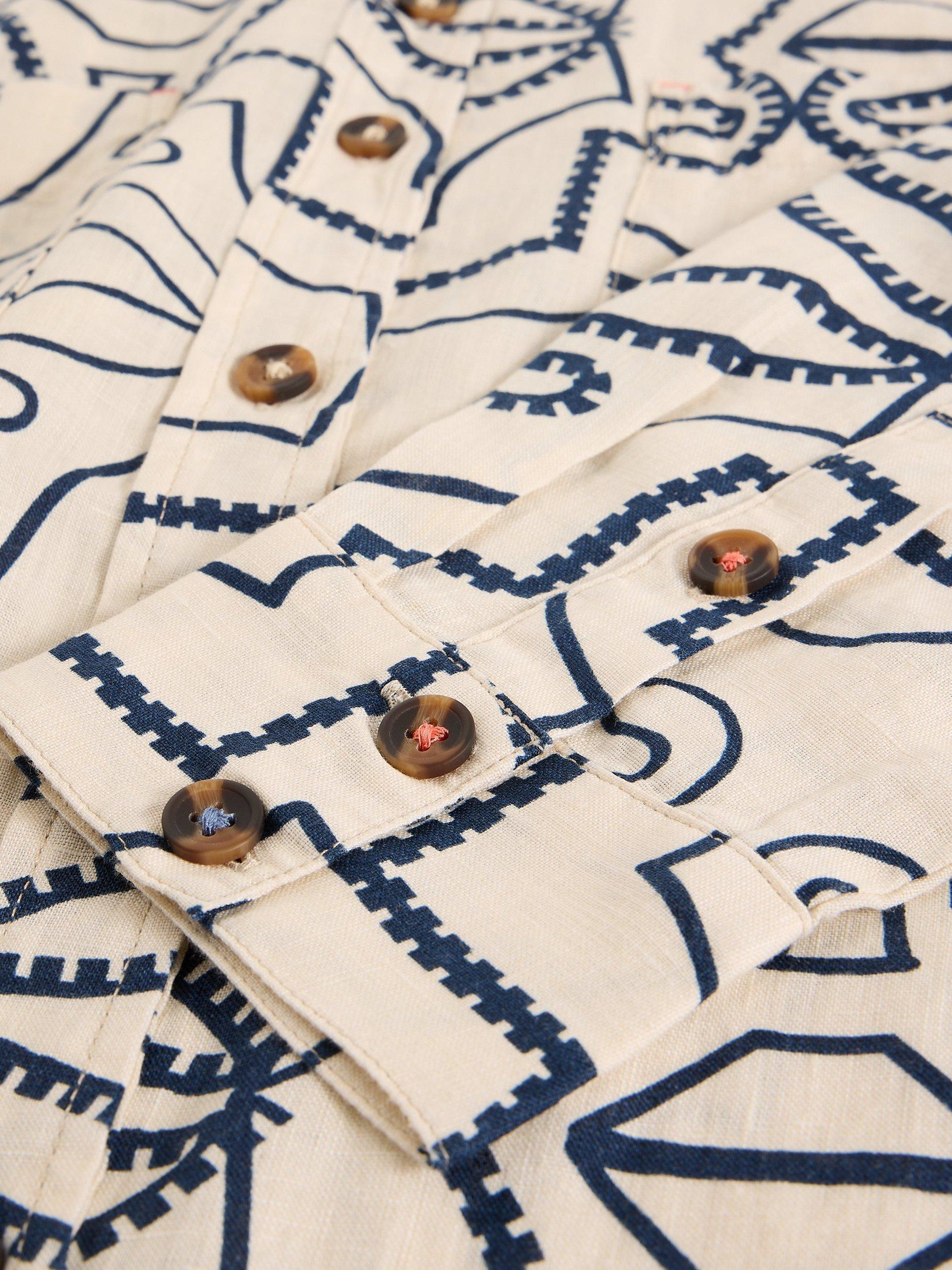 Product image 6 of 6, which shows White Stuff Lydia Geometric Pure Linen Shirt, Ivory/Multi, 6