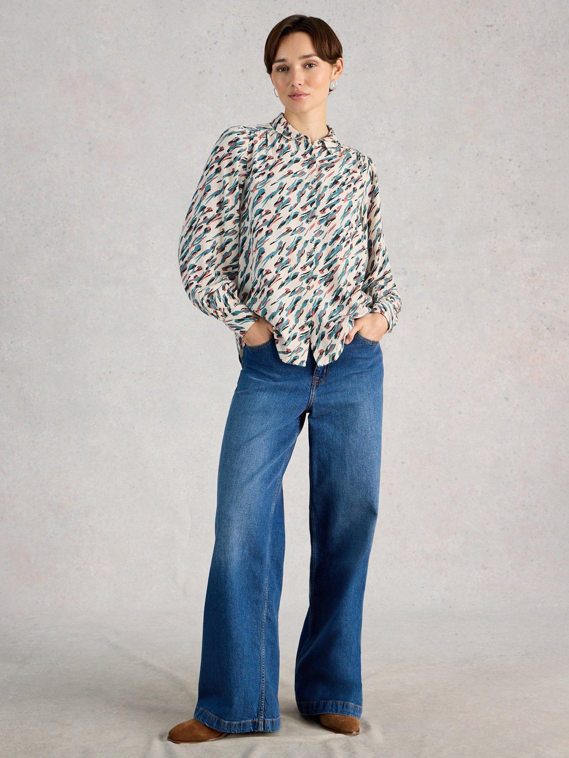 Product image 1 of 6, which shows White Stuff Sienna Abstract Shirt, Ivory/Multi, 6