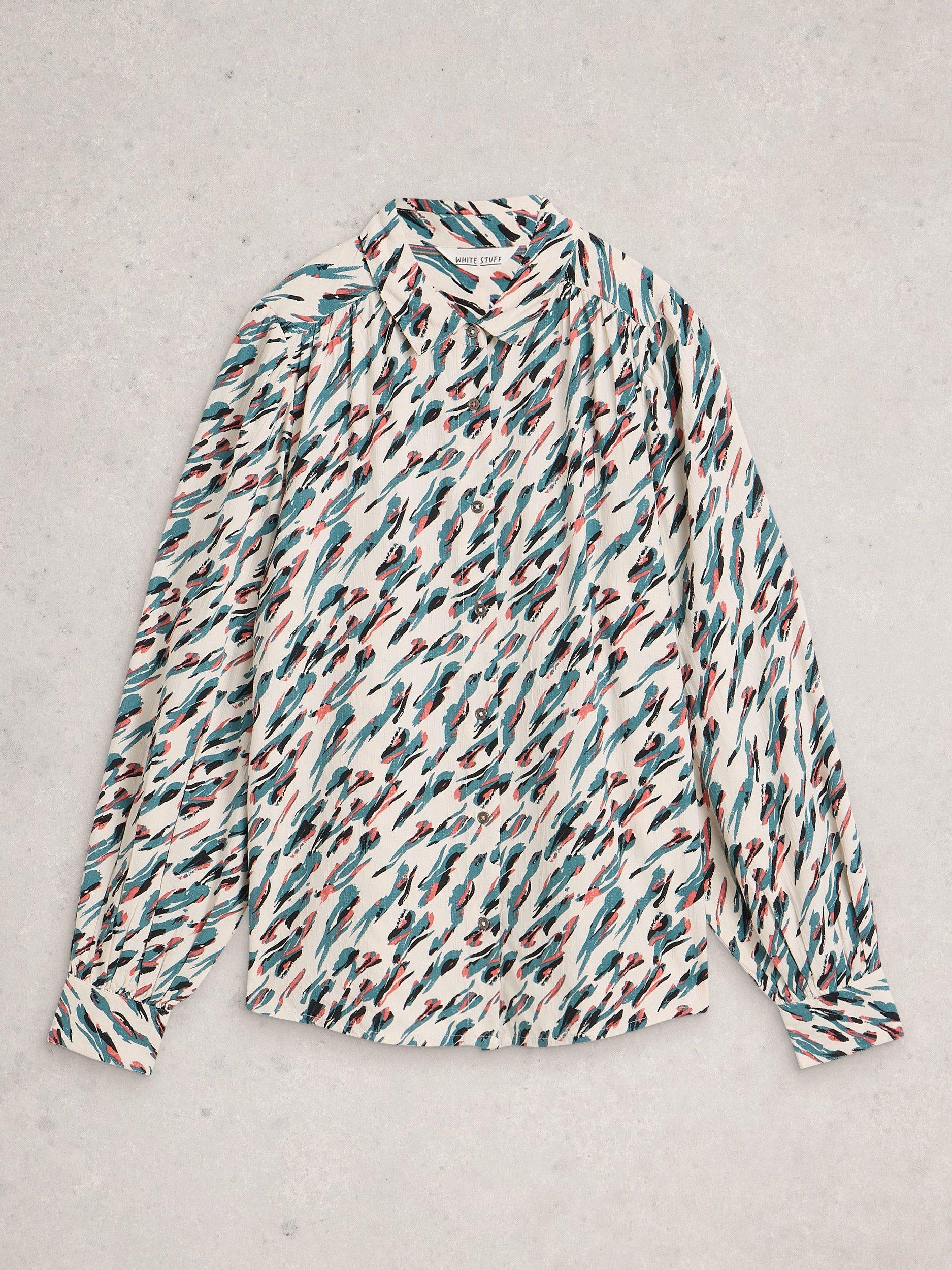 Product image 5 of 6, which shows White Stuff Sienna Abstract Shirt, Ivory/Multi, 6