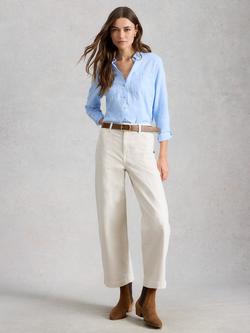 White Stuff Sophie Embroidered Shirt, Pale Blue, Pale Blue