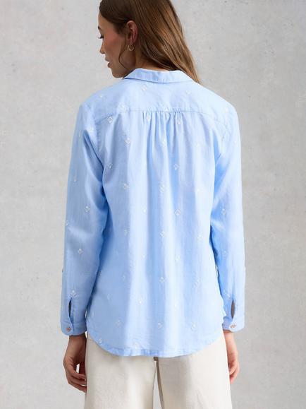 White Stuff Sophie Embroidered Shirt, Pale Blue - view 2, Pale Blue