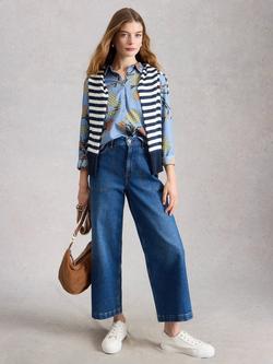 White Stuff Sophie Floral Jersey Shirt, Blue/Multi, Blue/Multi