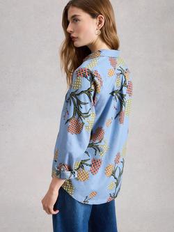 White Stuff Sophie Floral Jersey Shirt, Blue/Multi - view 2, Blue/Multi