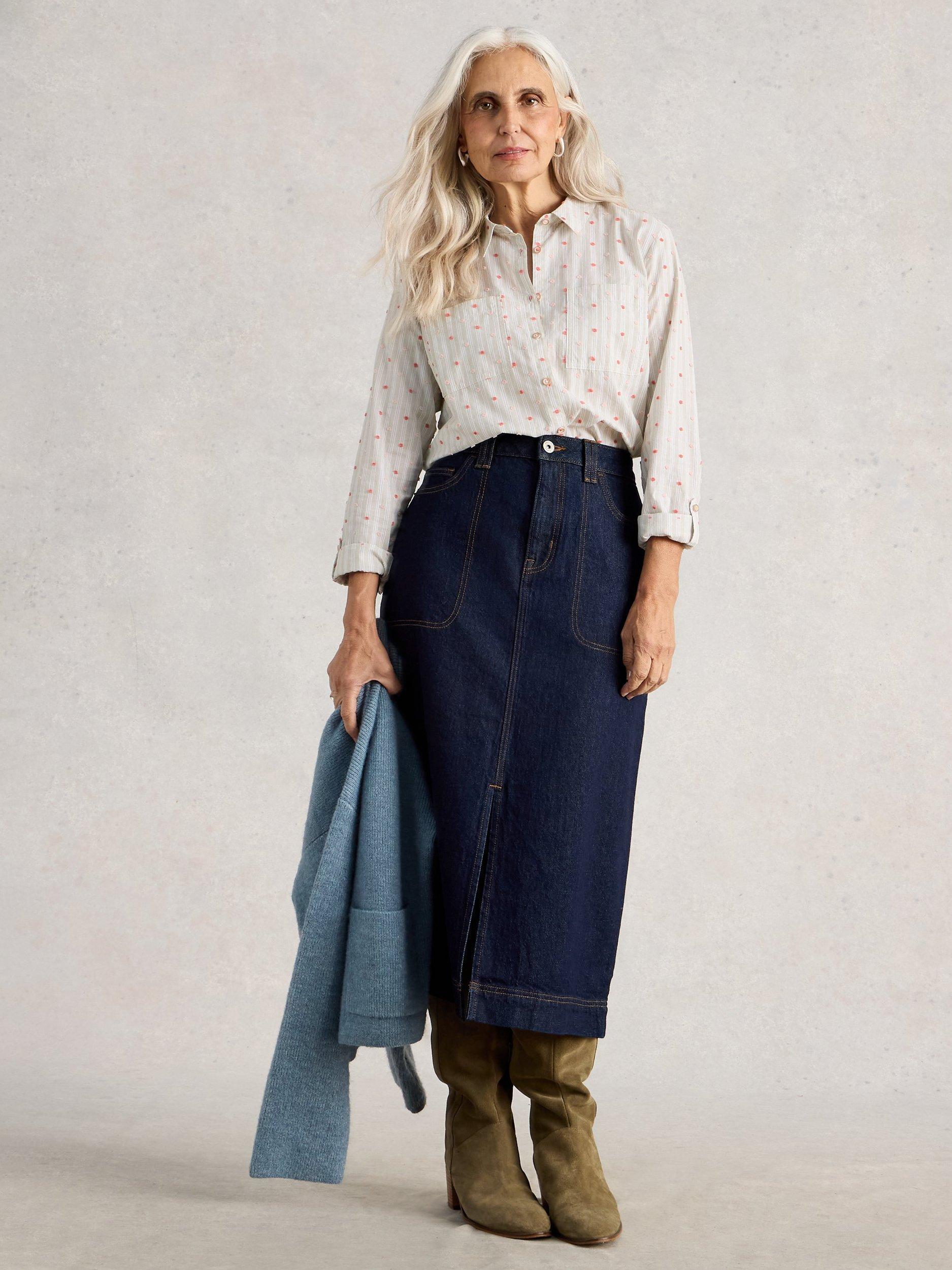 Product image 1 of 6, which shows White Stuff Sophie Embroidered Spot Shirt, Multi, 6