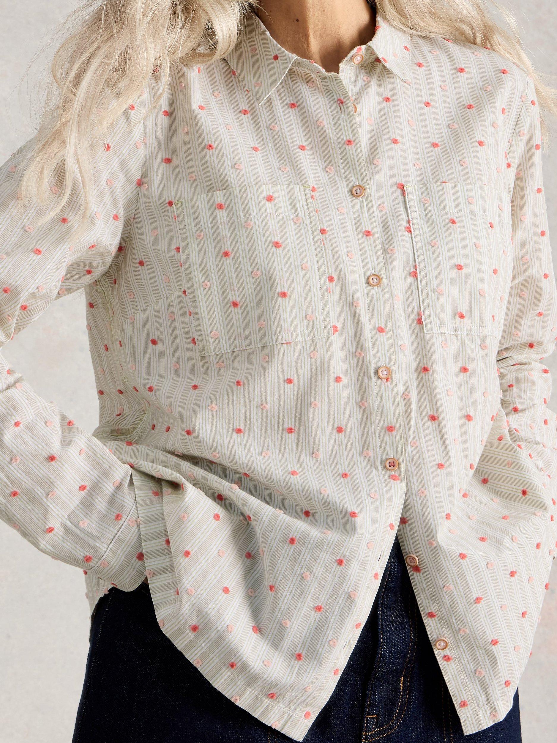 Product image 3 of 6, which shows White Stuff Sophie Embroidered Spot Shirt, Multi, 6