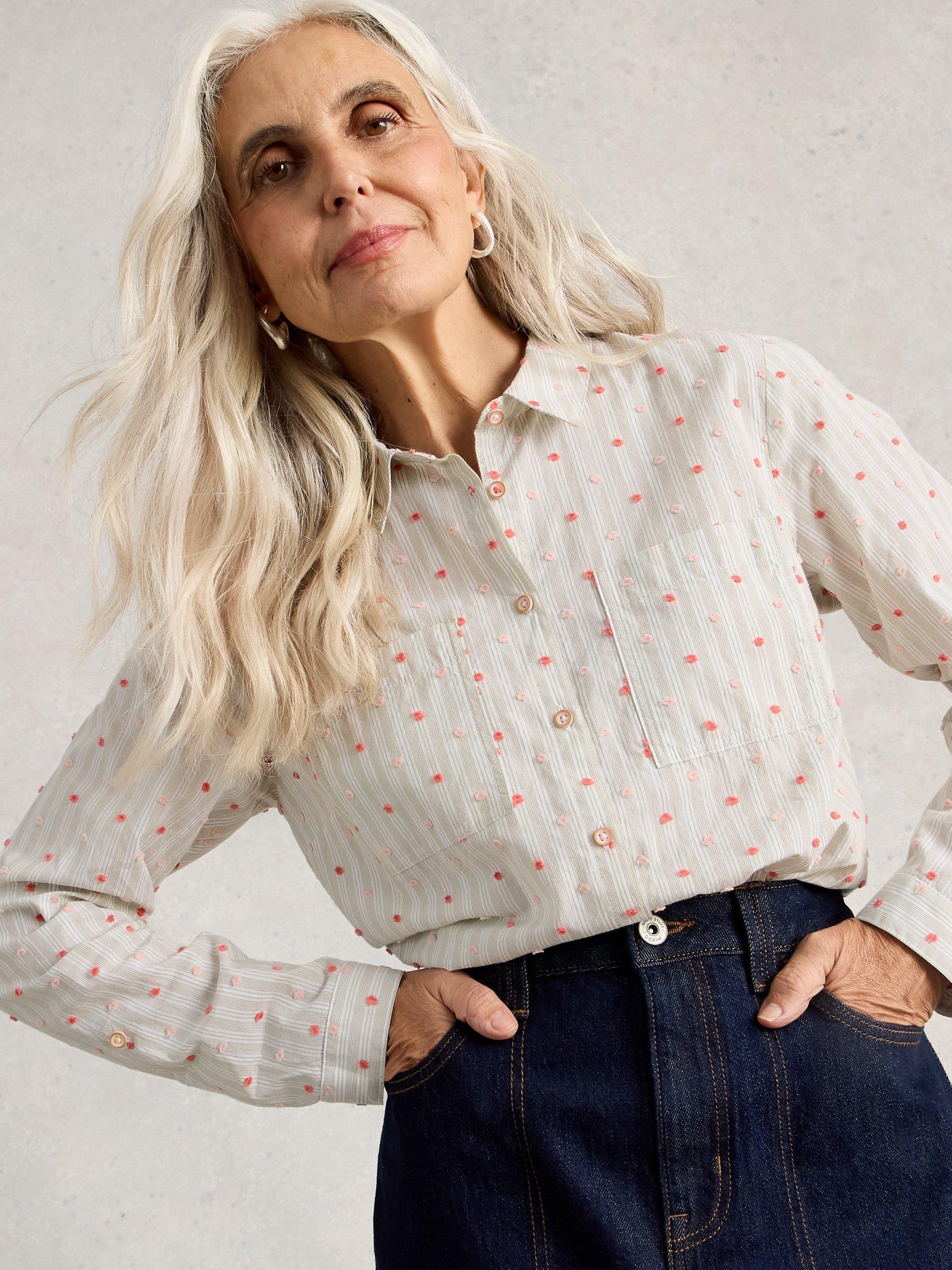 Product image 4 of 6, which shows White Stuff Sophie Embroidered Spot Shirt, Multi, 6