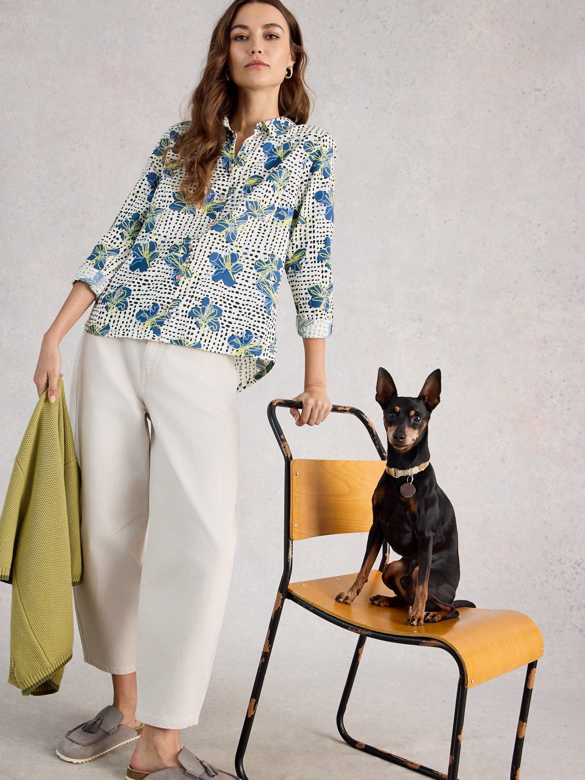 Product image 4 of 6, which shows White Stuff Sophie Abstract Floral Shirt, Ivory/Multi, 6