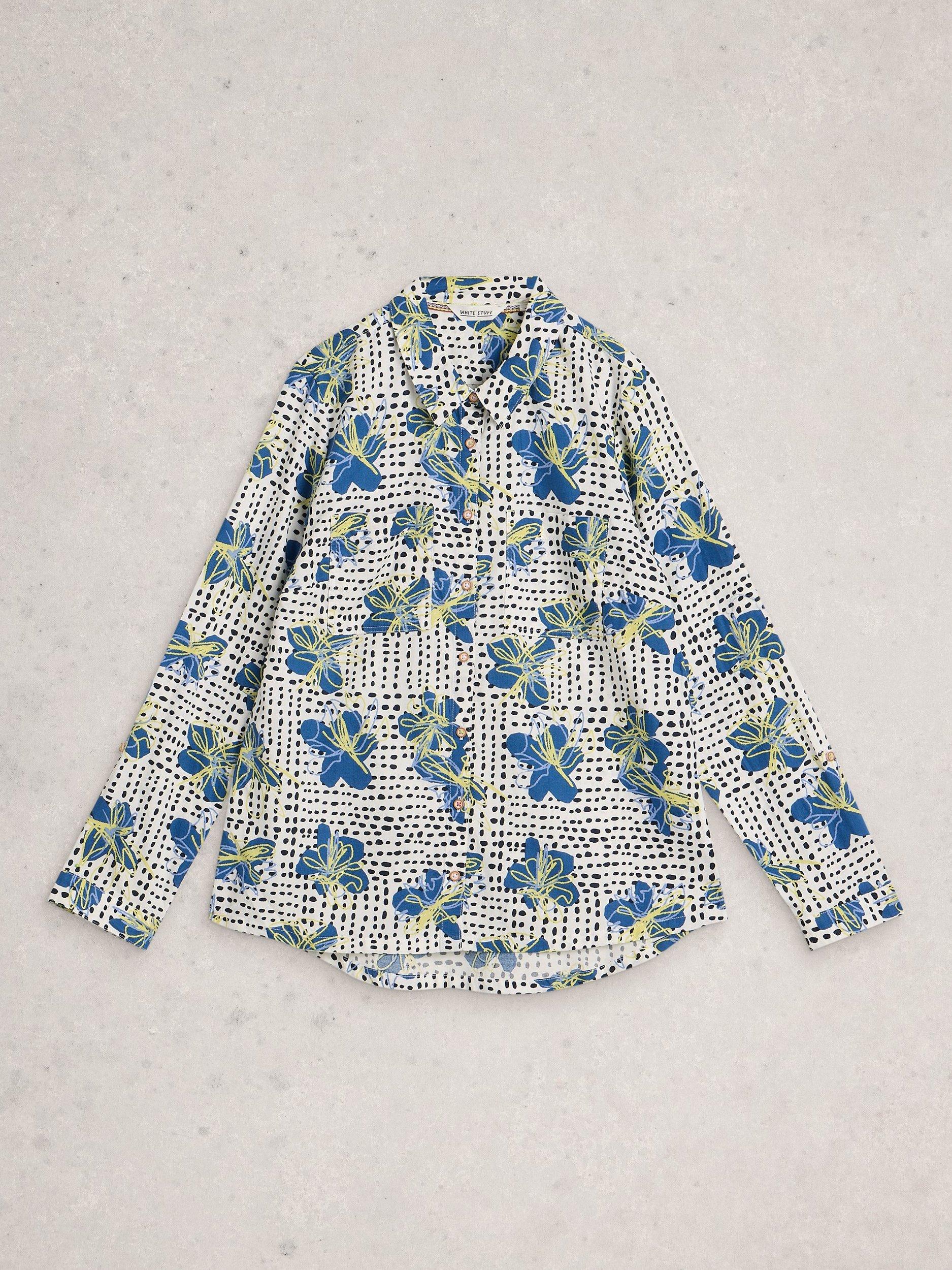 Product image 5 of 6, which shows White Stuff Sophie Abstract Floral Shirt, Ivory/Multi, 6