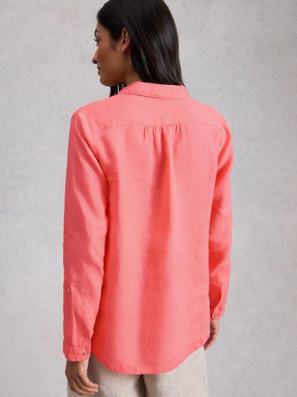 White Stuff Sophie Linen Shirt, Coral - view 2, Coral