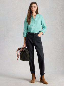 White Stuff Sophie Long Sleeve Pure Linen Shirt, Teal, Teal