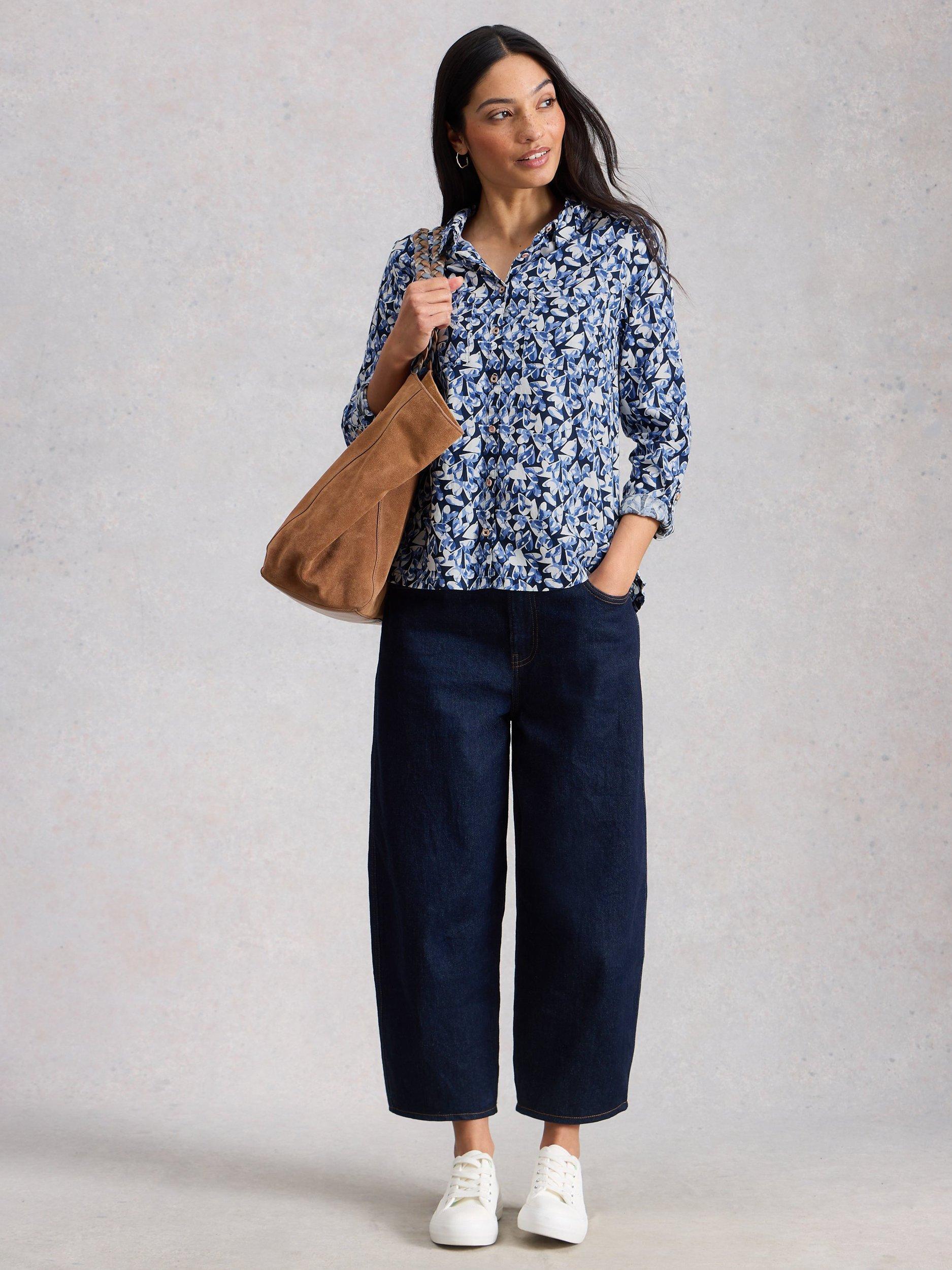 Product image 1 of 6, which shows White Stuff Sophie Heart Print Shirt, Navy/Multi, 6