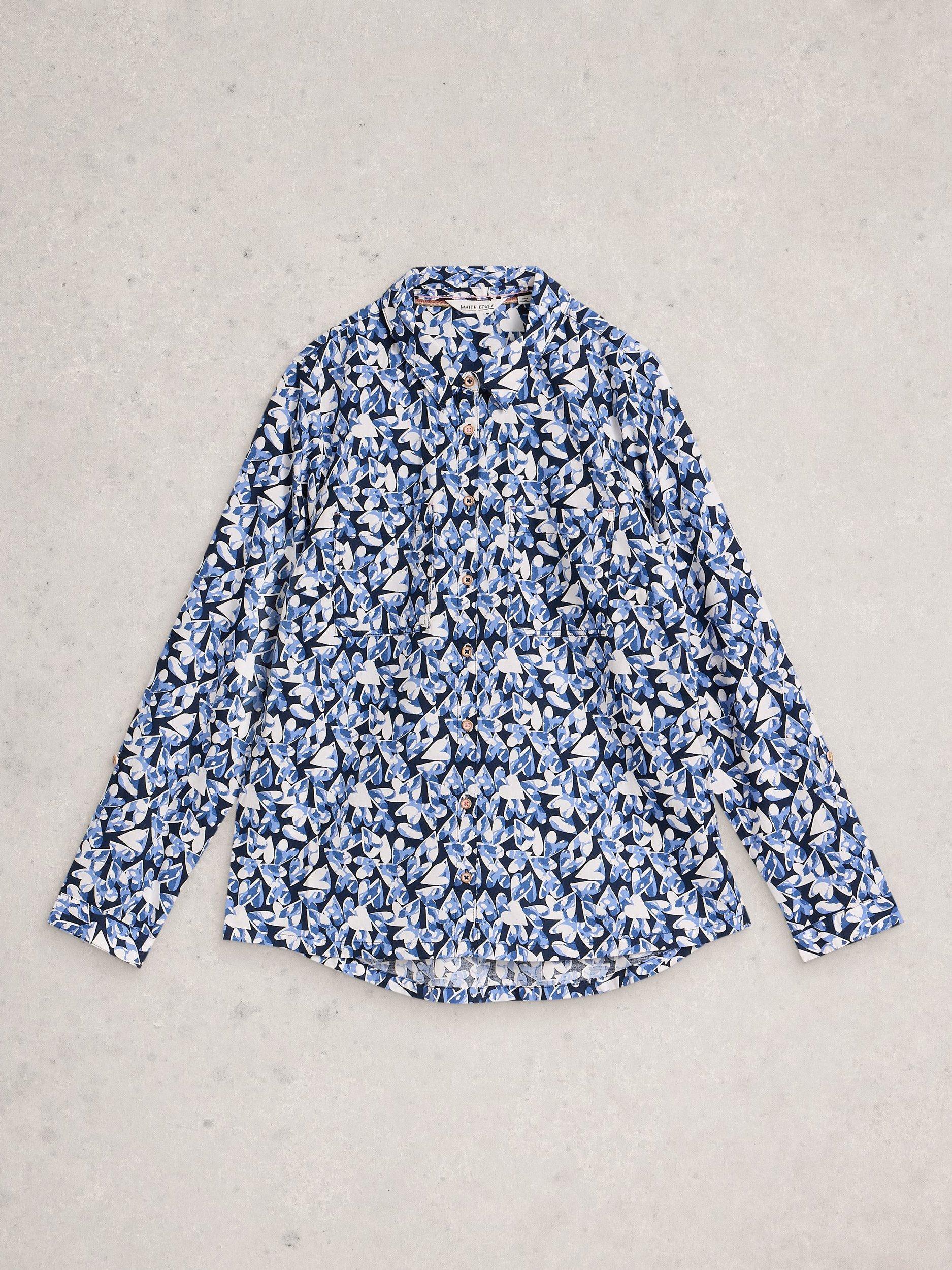 Product image 5 of 6, which shows White Stuff Sophie Heart Print Shirt, Navy/Multi, 6