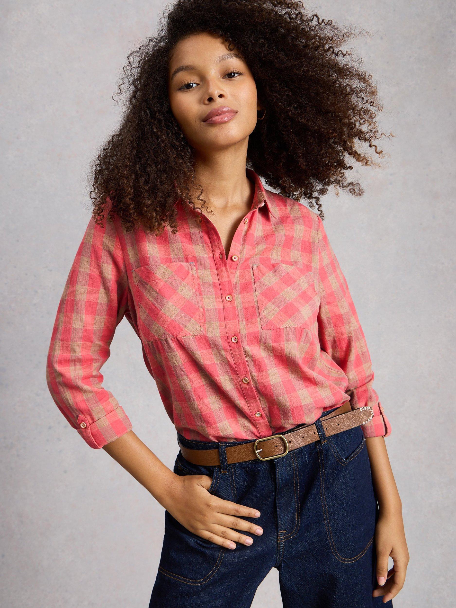 Product image 3 of 6, which shows White Stuff Sophie Check Shirt, Pink/Multi, 6