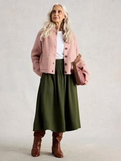 White Stuff Charlotte Pleated Midi Skirt containing TENCEL™ Lyocell, Green, Green