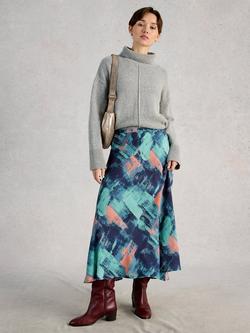 White Stuff Hope Bias Cut Maxi Skirt containing LENZING™ ECOVERO™ Viscose, Blue/Multi, Blue/Multi