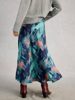 White Stuff Hope Bias Cut Maxi Skirt containing LENZING™ ECOVERO™ Viscose, Blue/Multi - view 2, Blue/Multi