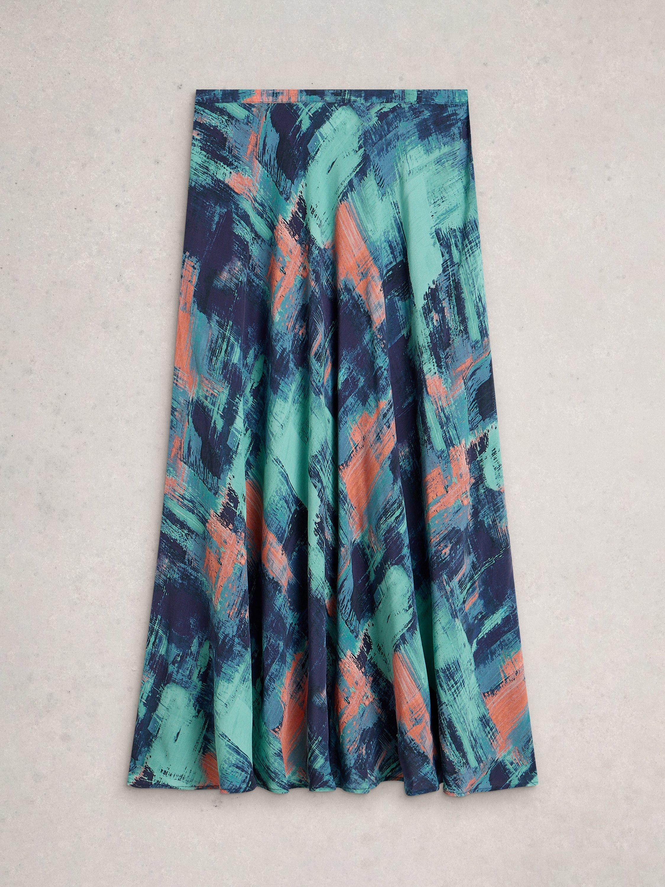 Product image 5 of 6, which shows White Stuff Hope Bias Cut Maxi Skirt containing LENZING™ ECOVERO™ Viscose, Blue/Multi, 6